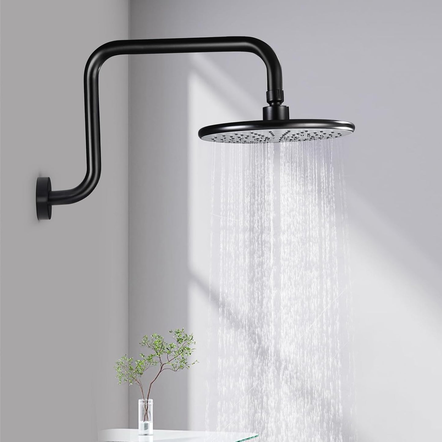Brazo ducha forma S acero inox 13pulg negro mate