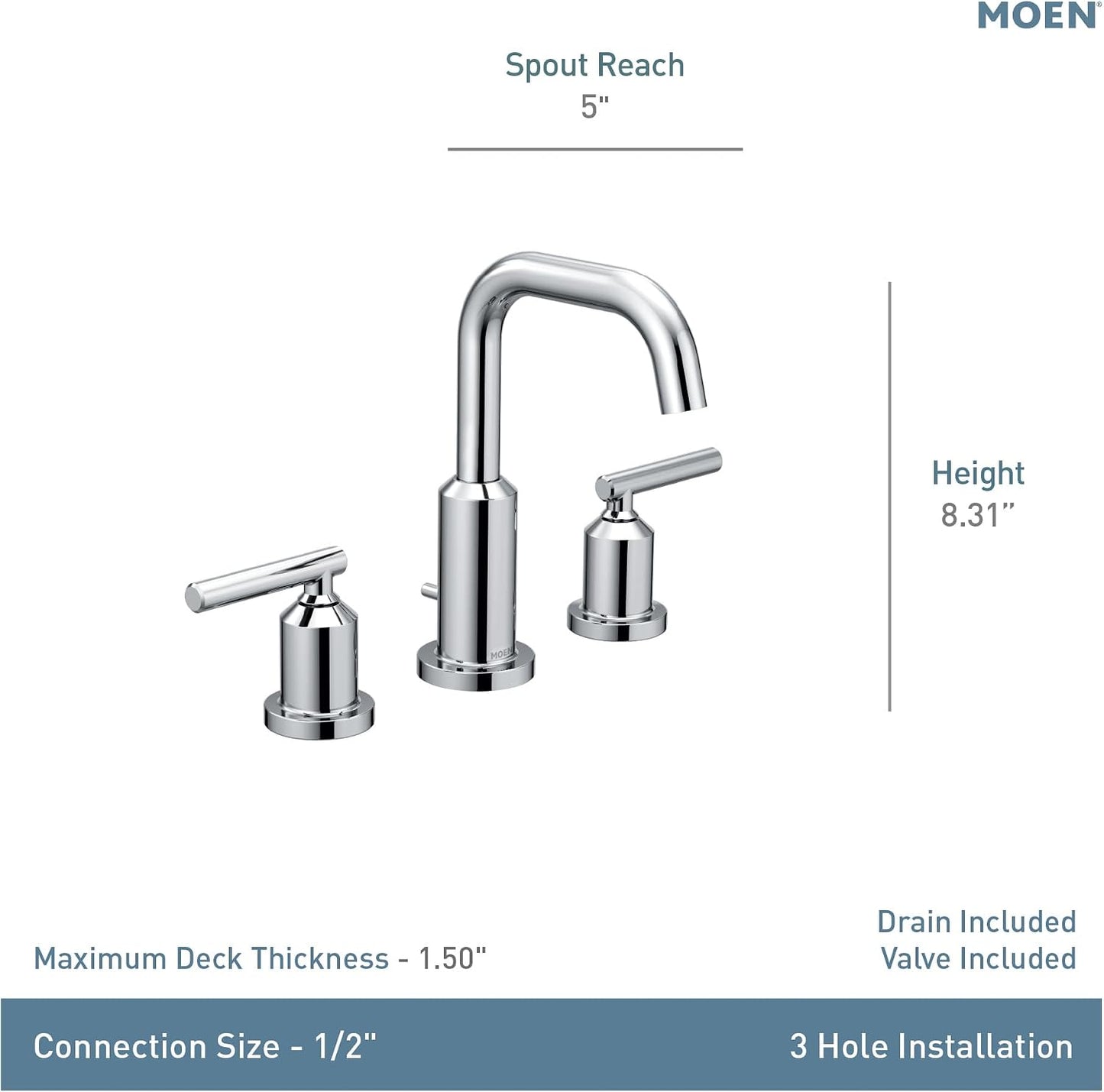 Grifo lavabo baño 2 manijas arco alto 3 agujeros negro