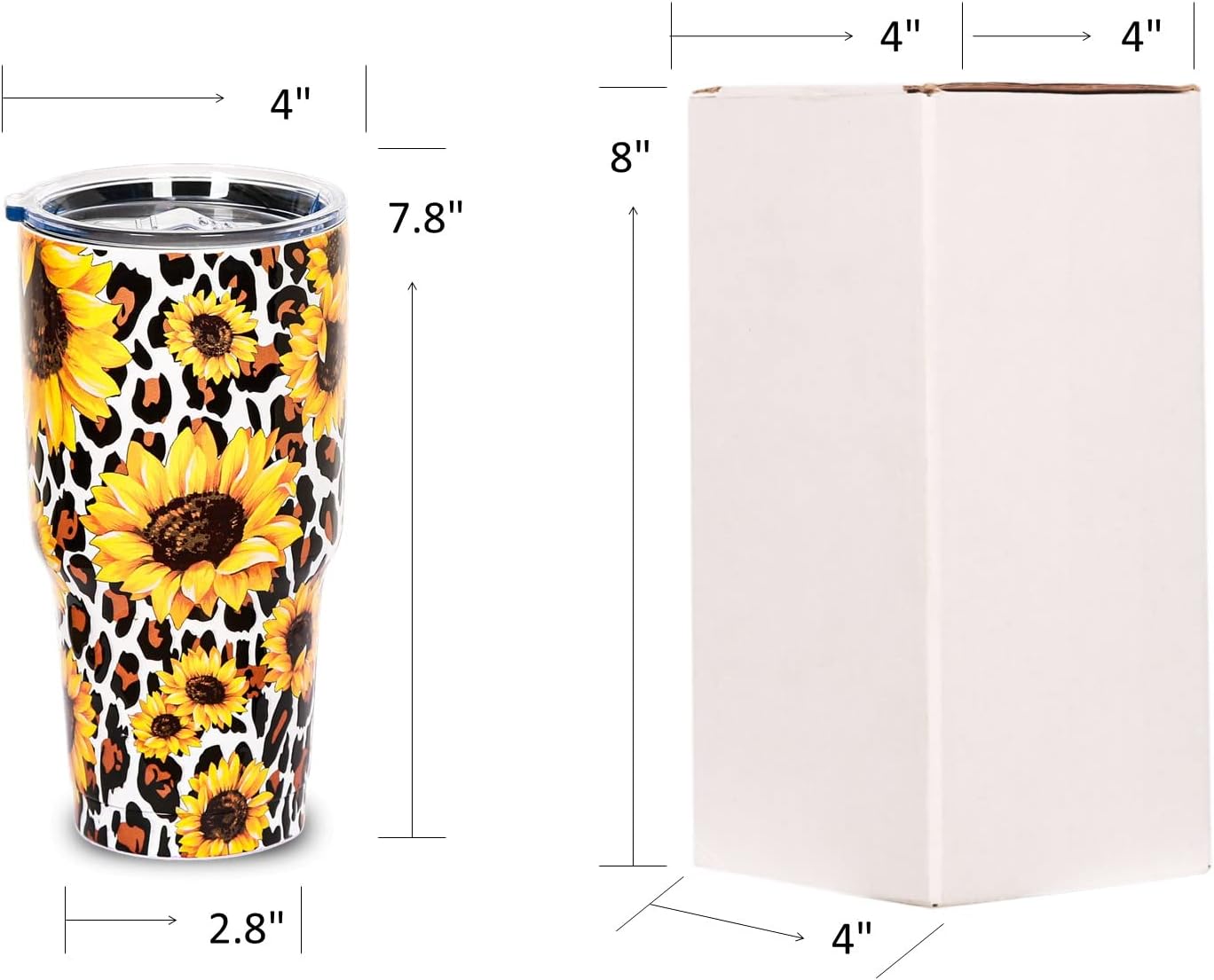 Vaso térmico acero inox con tapa regalo girasol