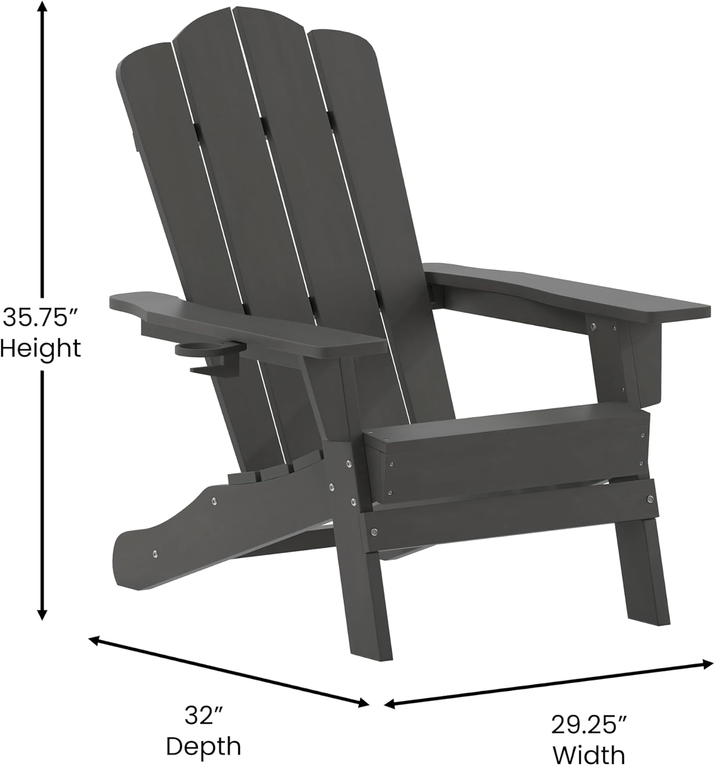 Silla Adirondack con soporte tazas poliresina gris
