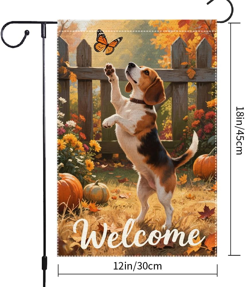 Bandera jardín otoño 12x18pulg beagle doble cara exterior