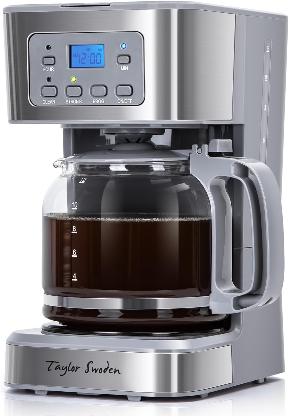 Cafetera programable 12 tazas jarra vidrio acero inox