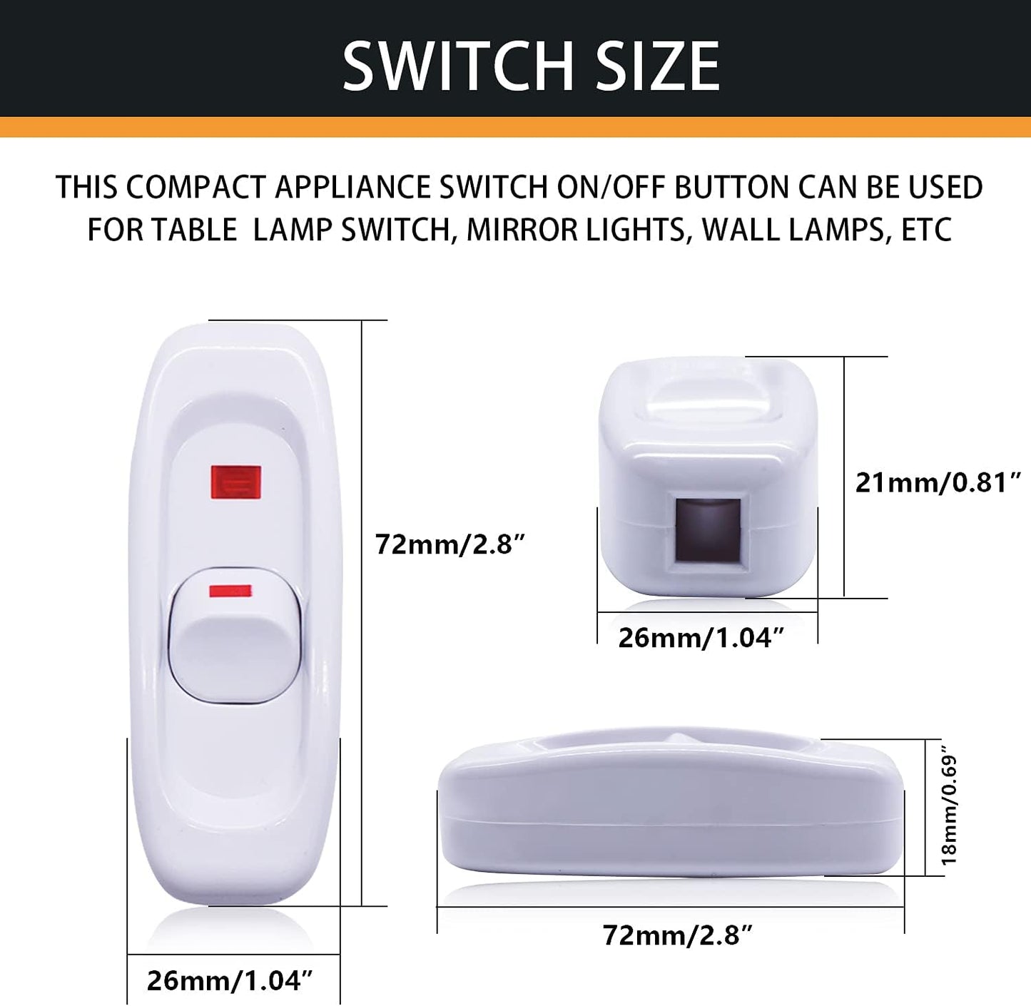 Interruptor de pared con luz LED roja para electrodomésticos
