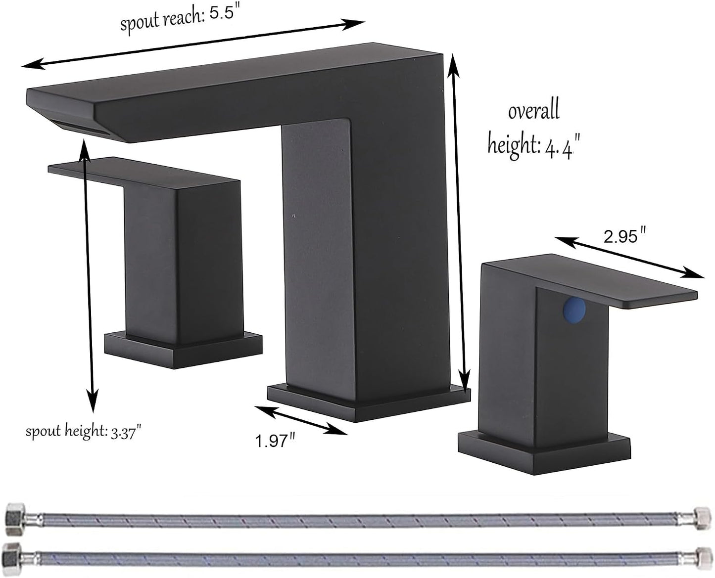 Grifo baño cascada negro 8pulg 3 orificios moderno