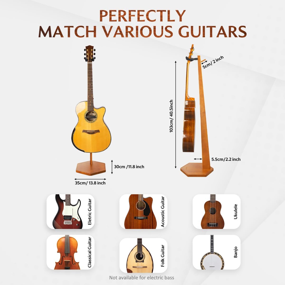 Soporte guitarra acústica madera 40.5pulg colgador estudio