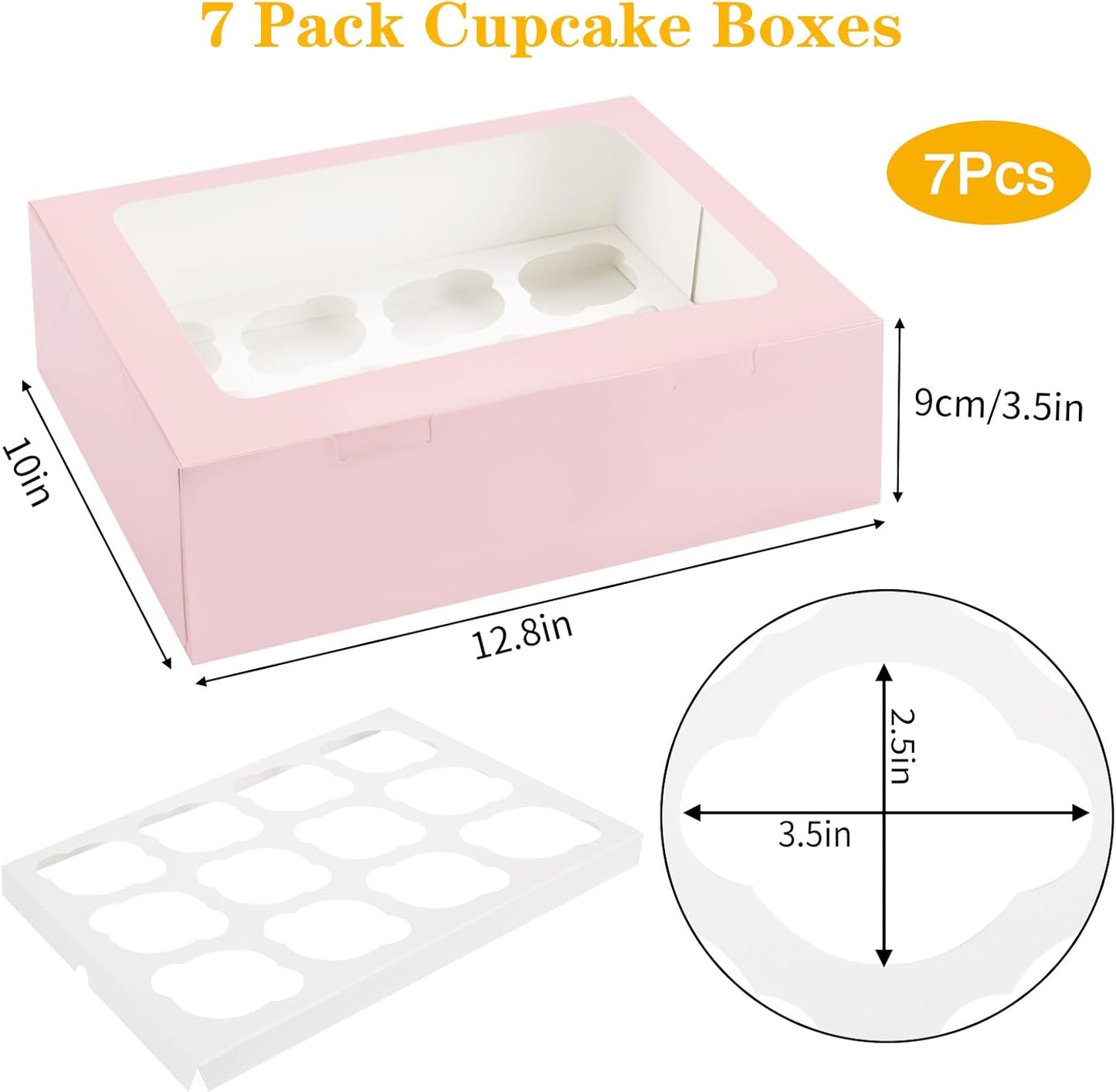 Cajas para magdalenas y cupcakes con ventana Moretoes rosa