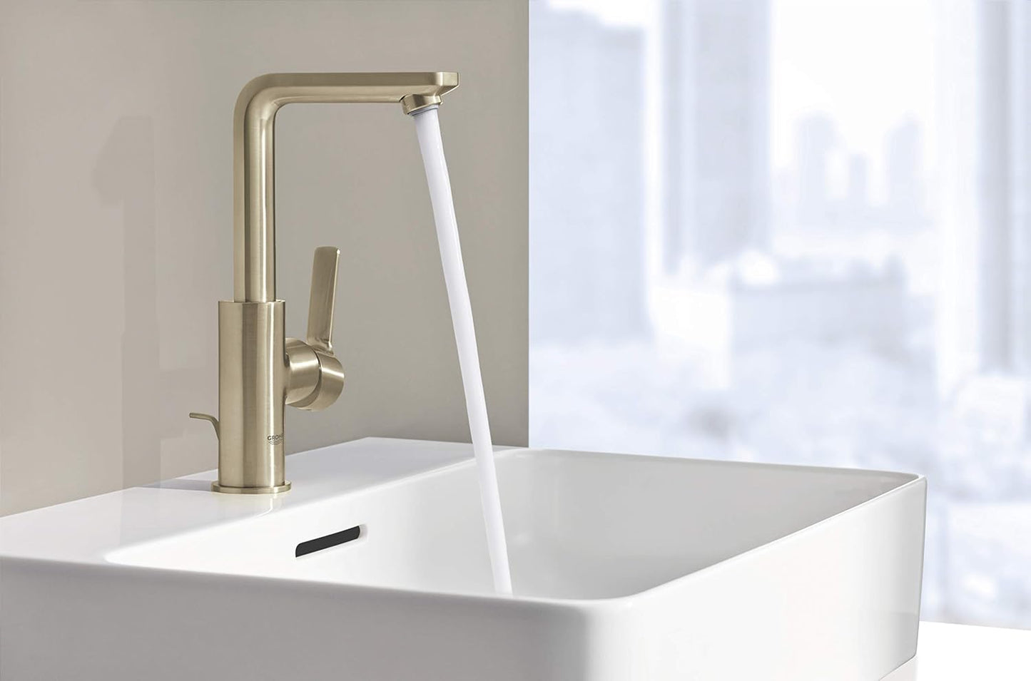 Grifo baño tamaño L boquilla giratoria níquel cepillado