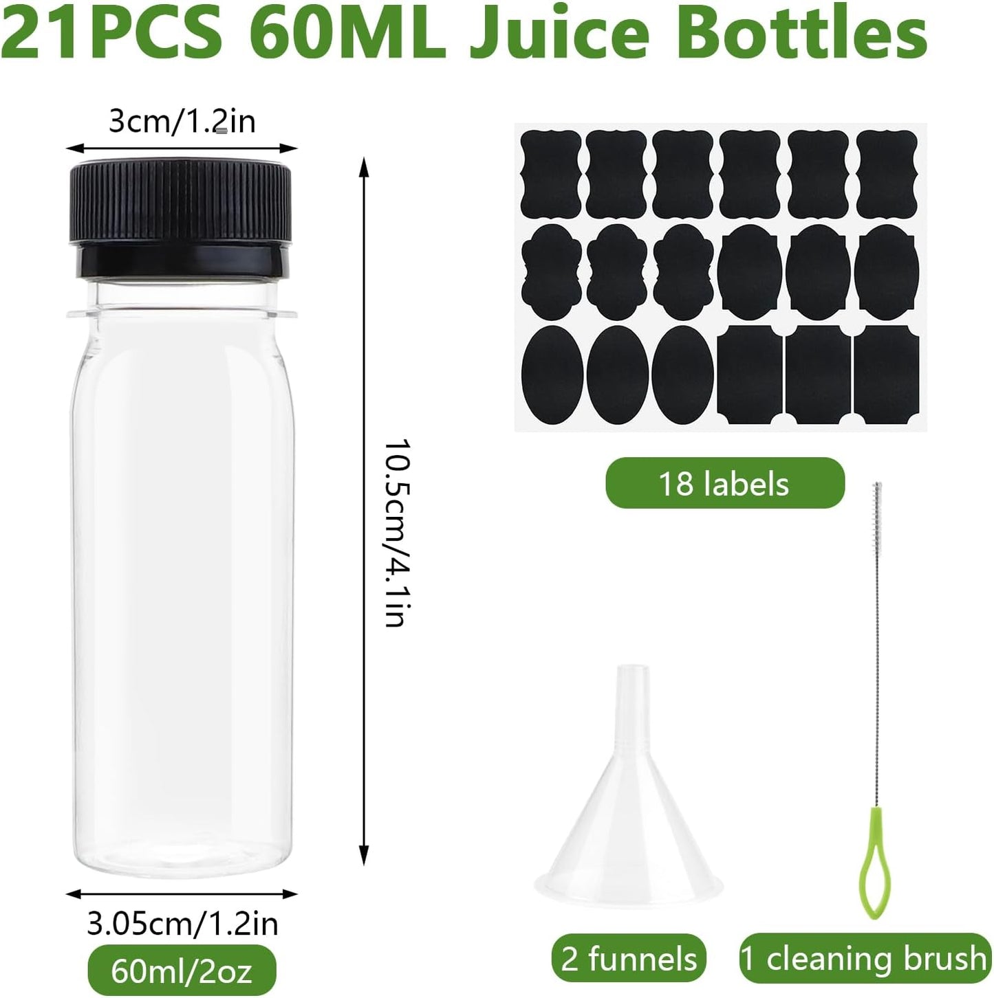 Set 21 Botellas Chupito 2oz Plástico Transparente Reutilizables