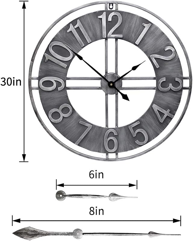 Reloj pared 30pulg metal sólido decoración retro