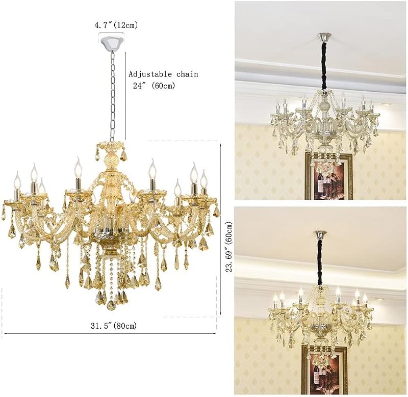 Lámpara colgante cristal e12 10 luces para hogar