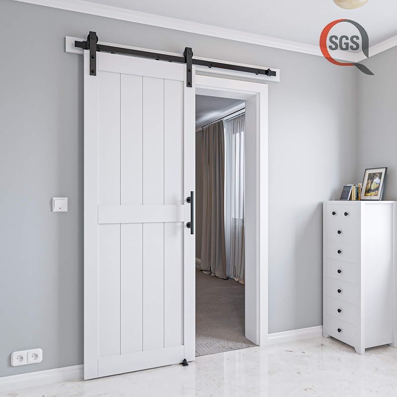 Puerta corrediza granero MDF 30x84pulg asa PVC blanco