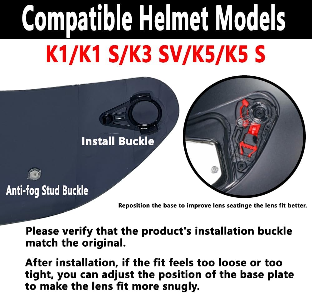 Protector facial UV para casco moto K1 K3SV K5 negro claro