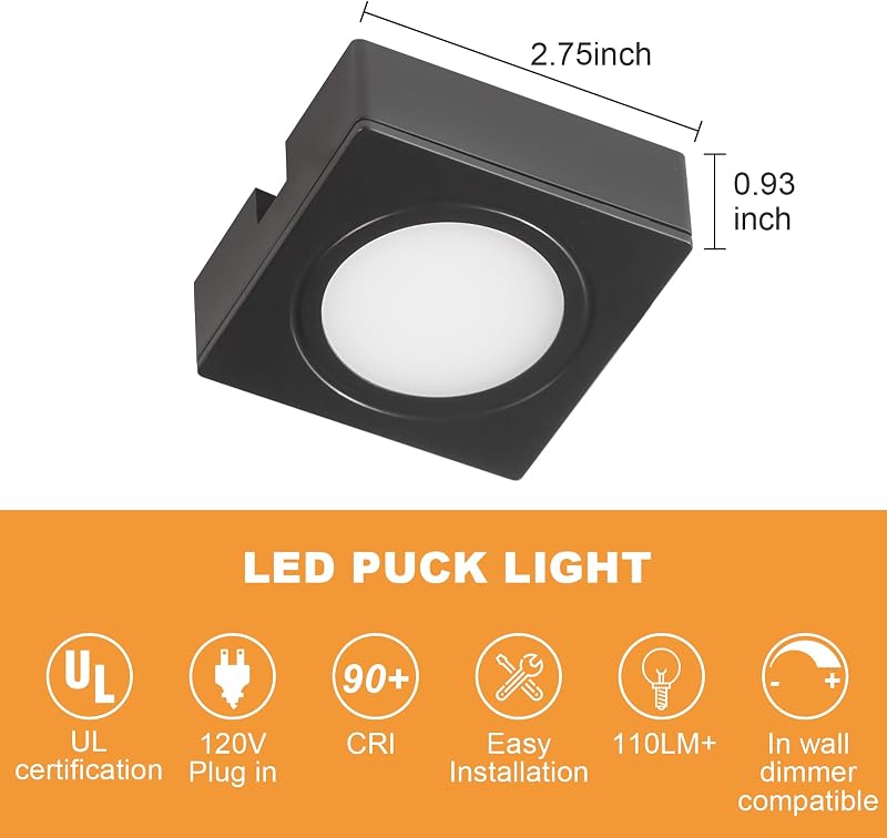 Luces LED cuadradas 2.68" 3000K enchufables set 6