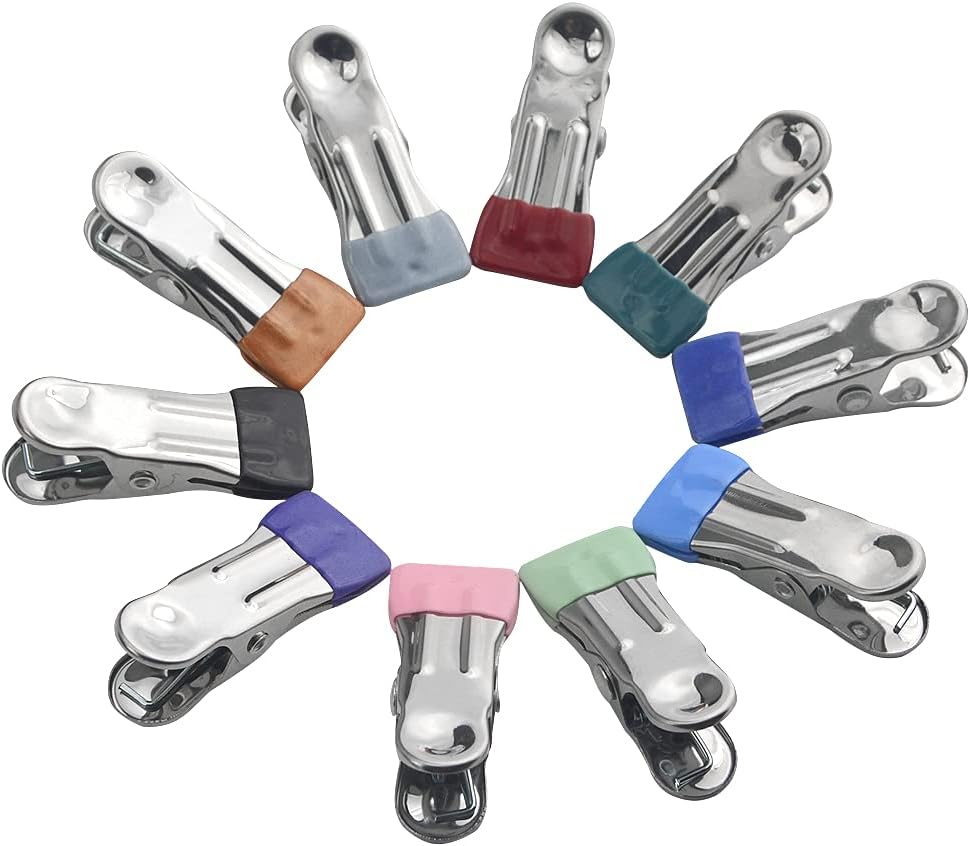 50 Alfileres Ropa Acero Inox 10 Colores para Colgar y Sellar