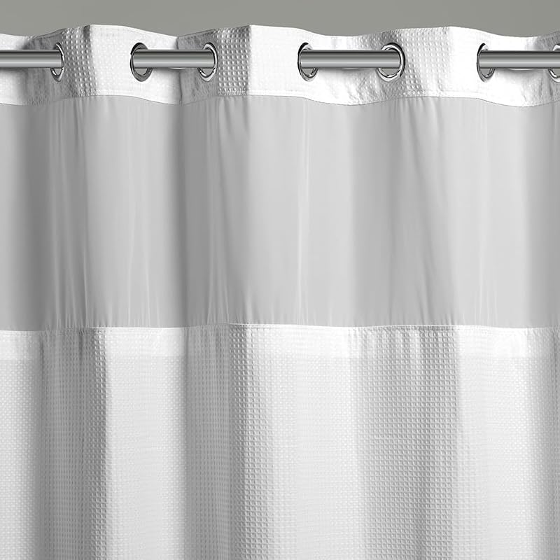 Cortina ducha 3en1 tela waffle transparente 71x74pulg blanco