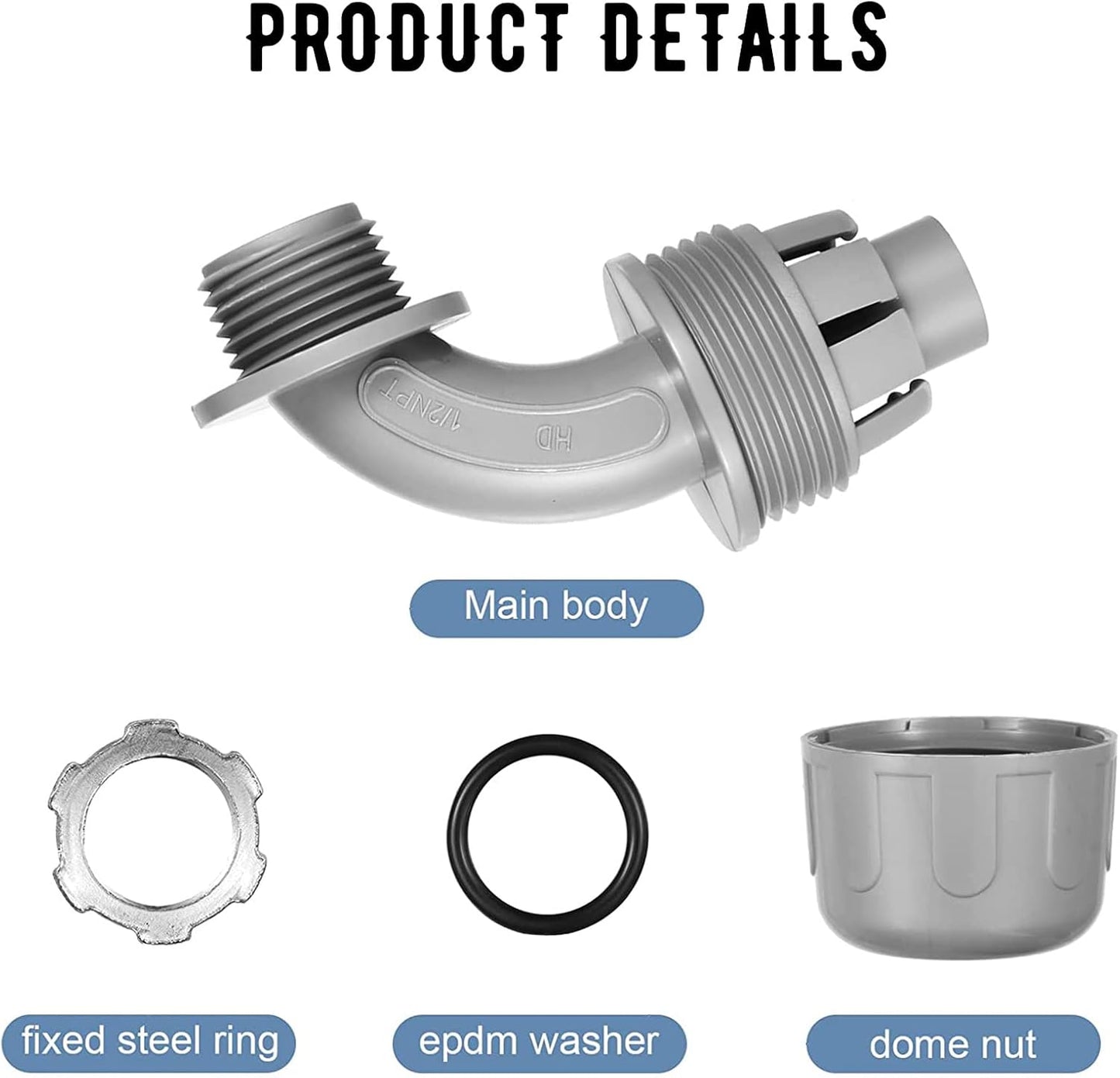 Conector hermético PVC 90 grados para hogar cocina baño