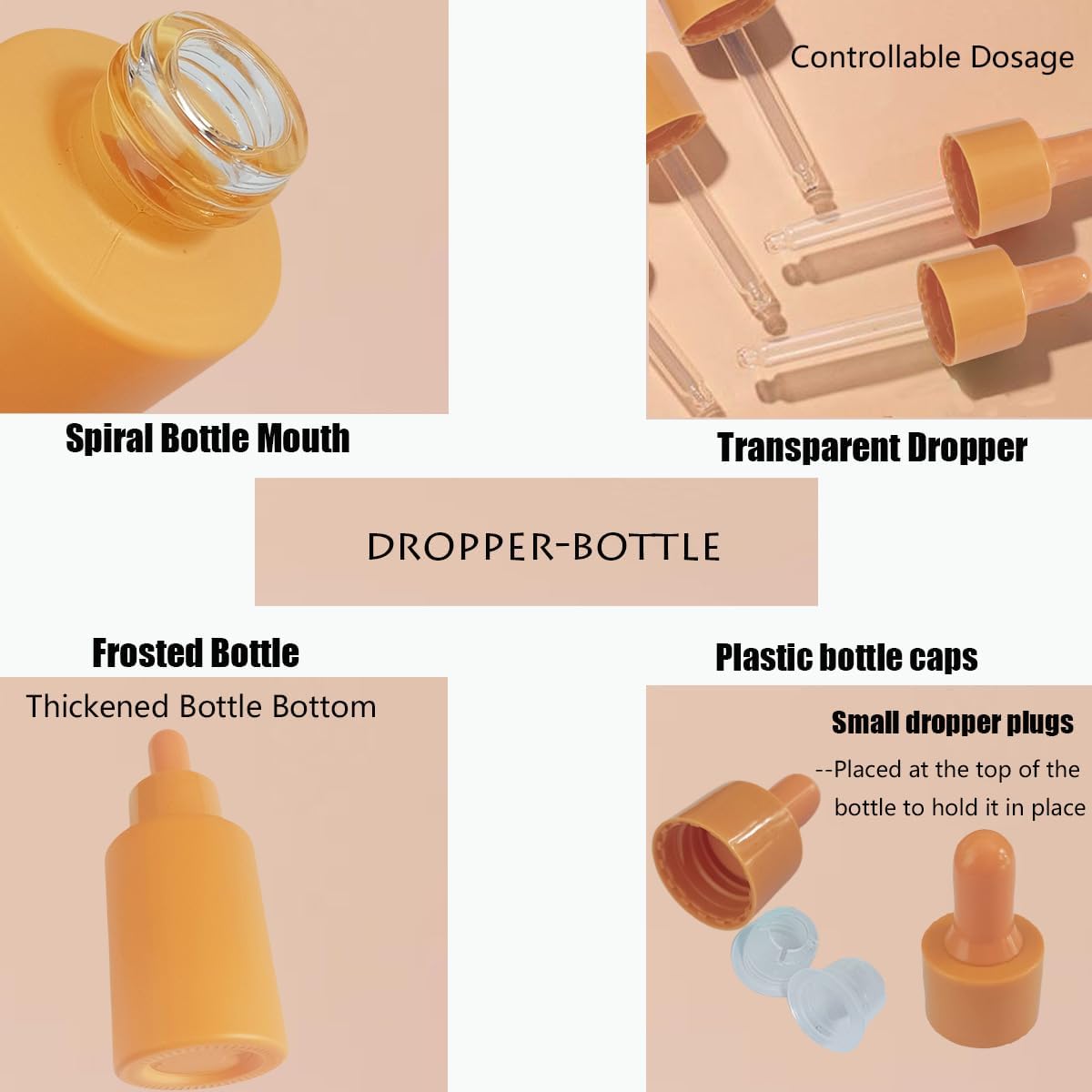 4 Botellas Vidrio Esmerilado con Cuentagotas 1.0oz y Embudos