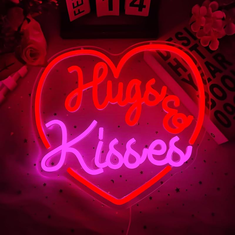 Letrero neón LED corazón San Valentín decoración pared