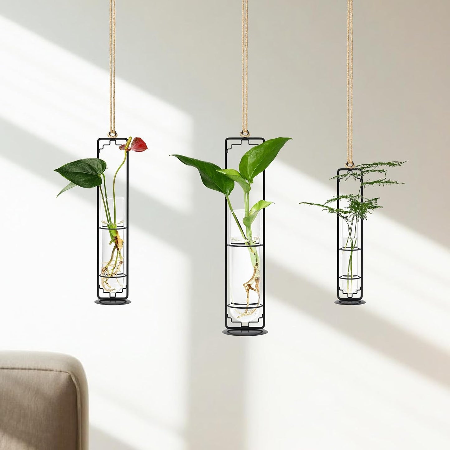 Soporte colgante terrario vidrio bohemio