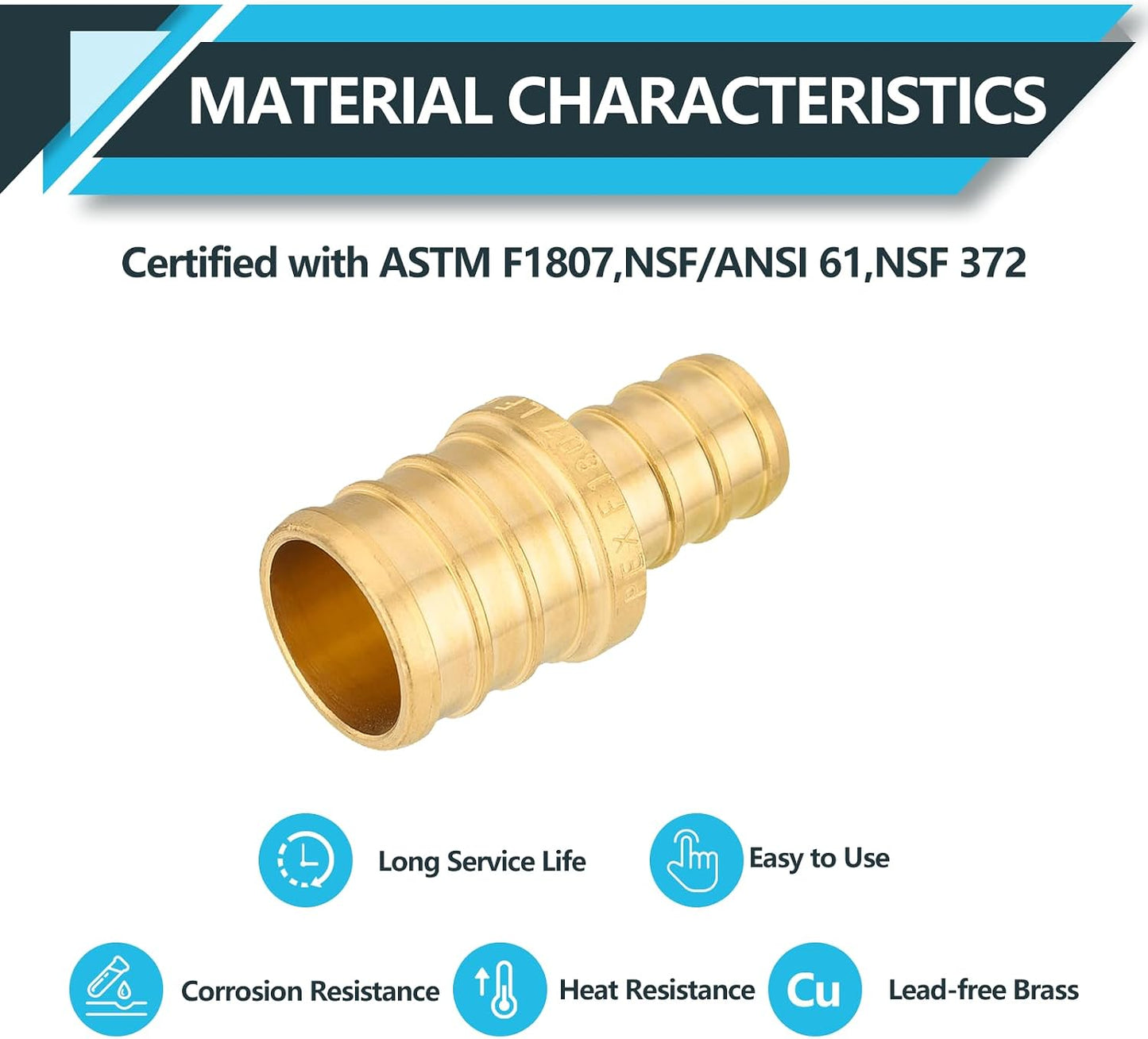 20 Accesorios PEX 1/2x3/4 pulg Reductor Latón ASTM F1807