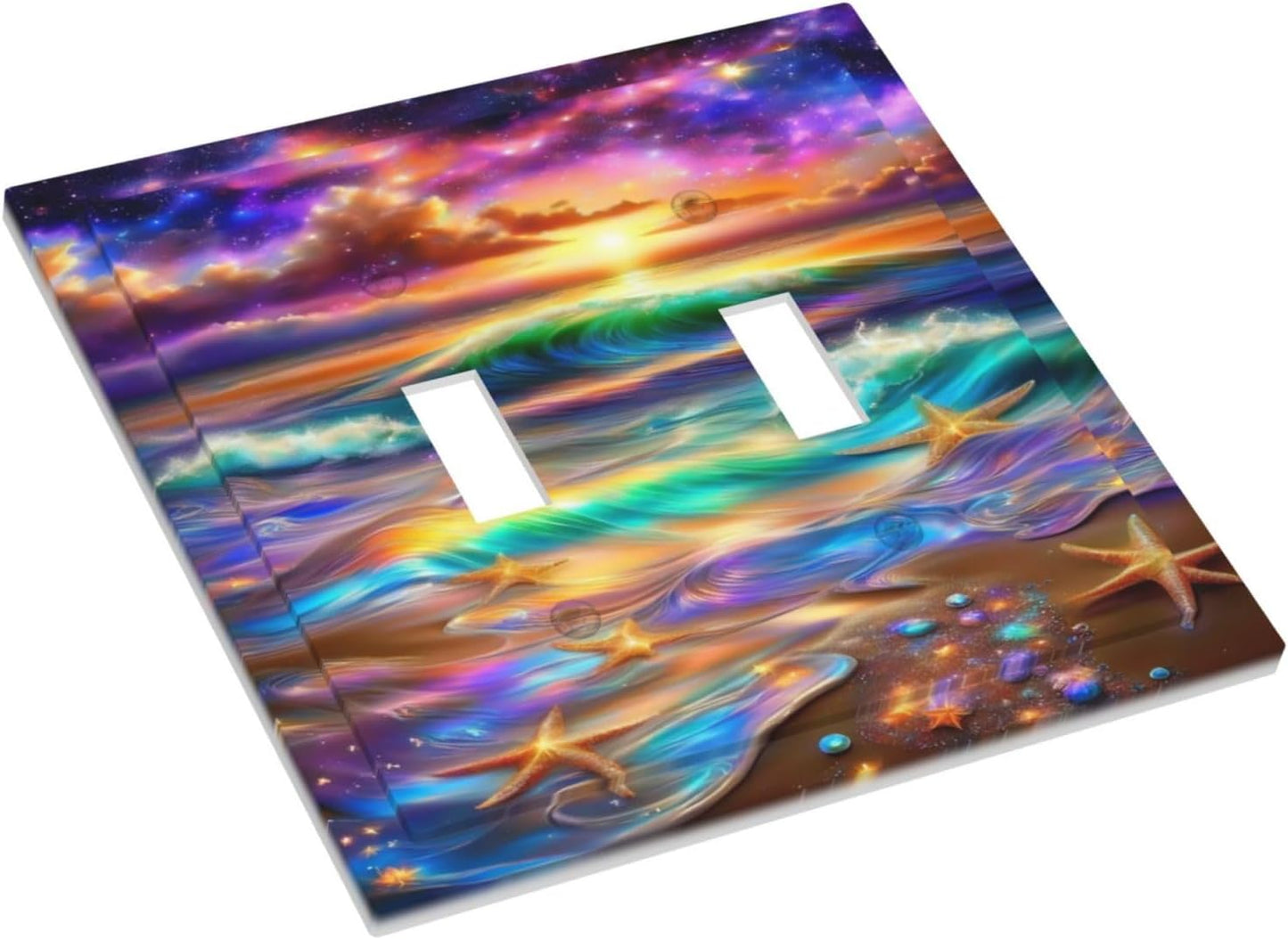 Placa interruptor decorativa conchas playa 2 bandas
