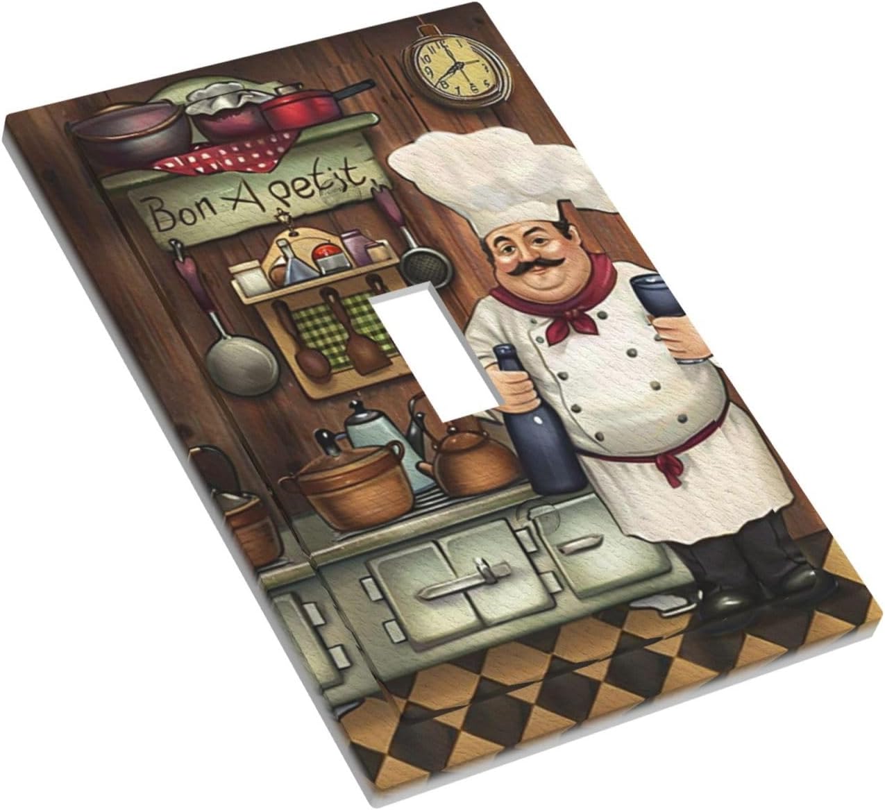 Placa interruptor luz retro dibujos animados chef gordo