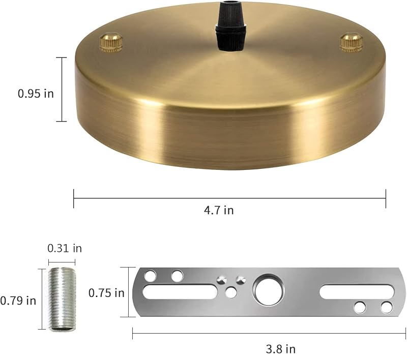 Kit toldo luz dorado placa techo 4.7 UL vintage lámpara colgante