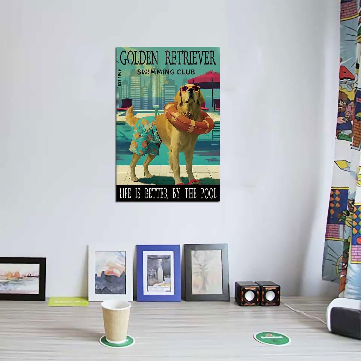 Cartel metal retro Golden Retriever 8x12pulg decoración hogar