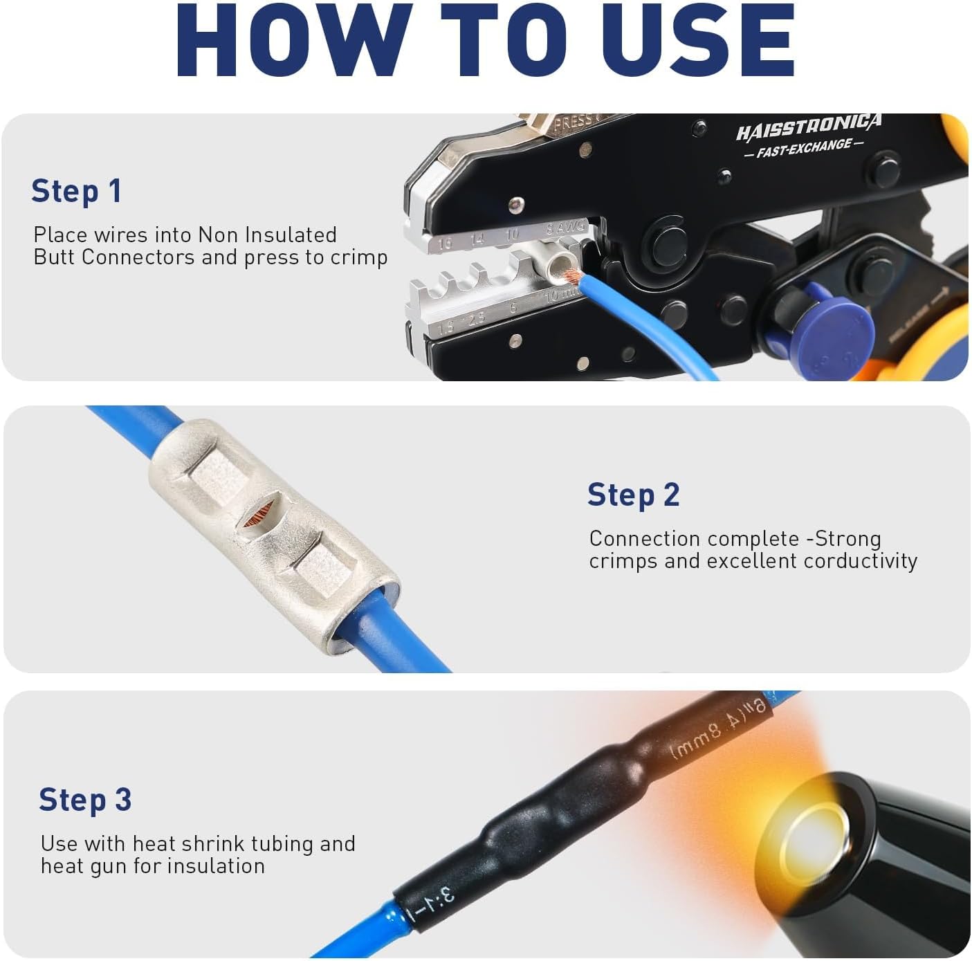 Set 100 conectores tope cobre estañado AWG 16-14 automotriz