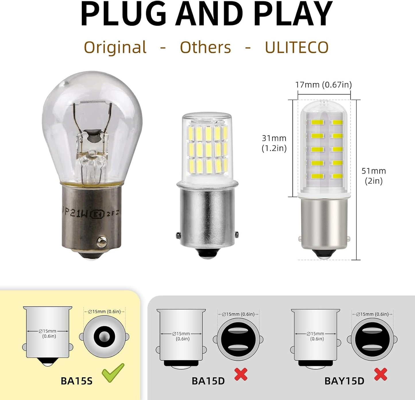 5 Pzas Bombillas LED BA15S 12-24V para RV Barco Blanco Frío