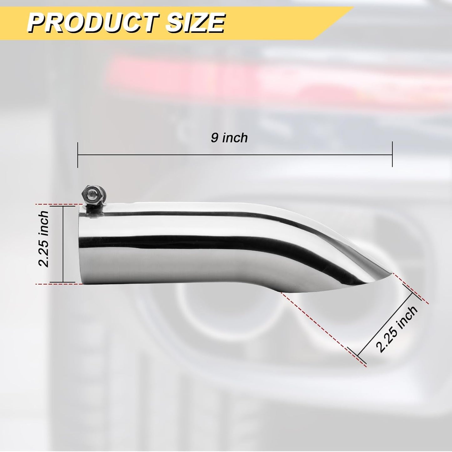 Tubo escape curvado 2.25" plateado 9"