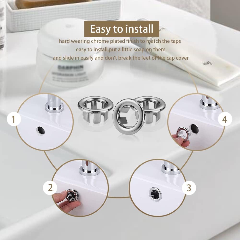 Set 4 Anillos Desbordamiento Fregadero Baño Plateado