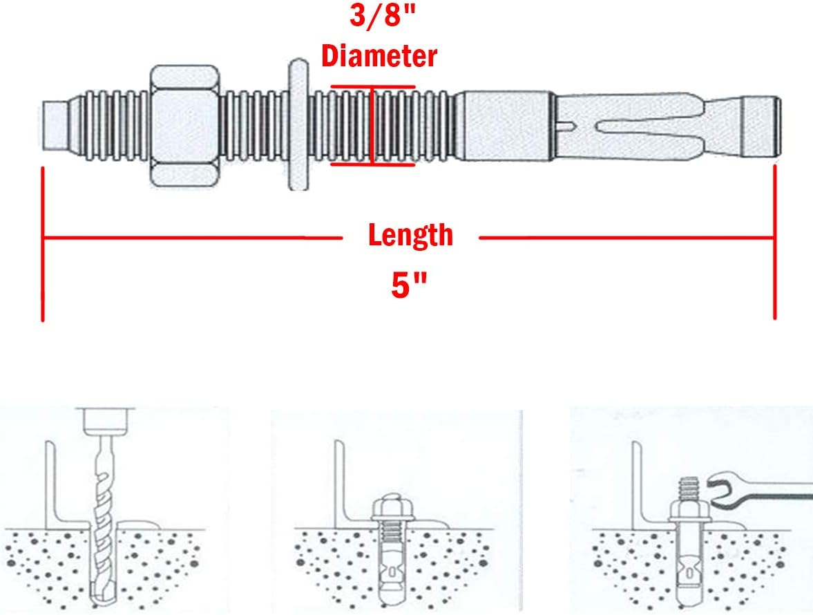 Anclaje hormigón 3/8x5 pulg acero inox 304