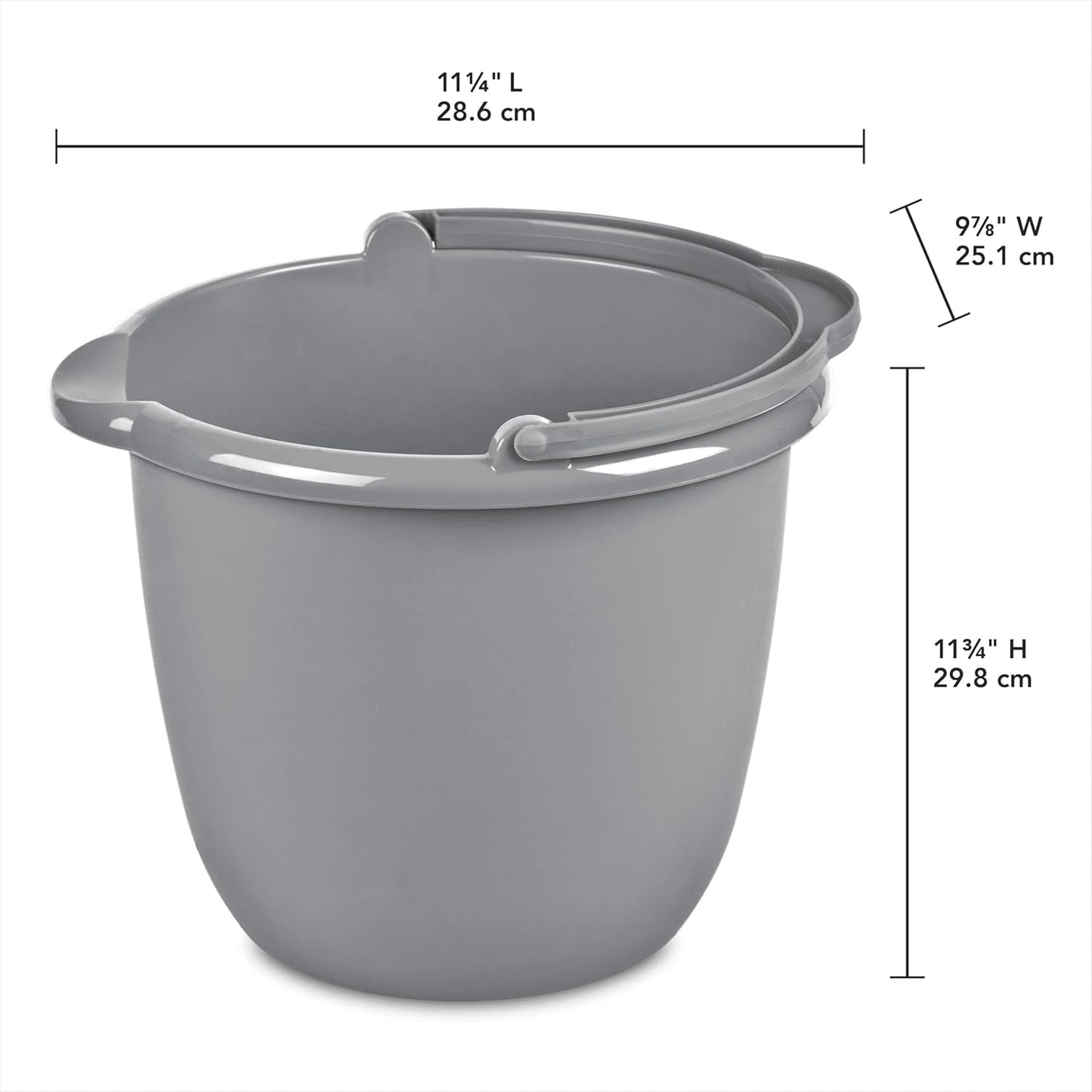 Cubo titanio 10qt plástico gris boquilla mango limpieza jardinería