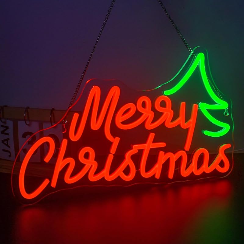 Letrero Neón Feliz Navidad LED Alimentado USB Decoración