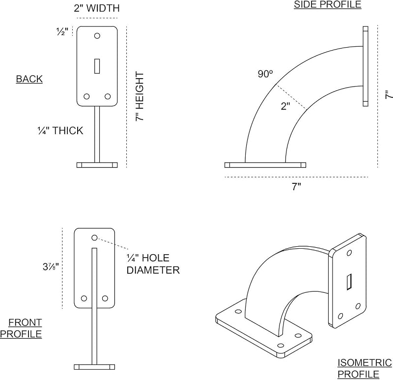 Soporte acero 2x7x7" Bradford BKTM02X07X07BRPWH