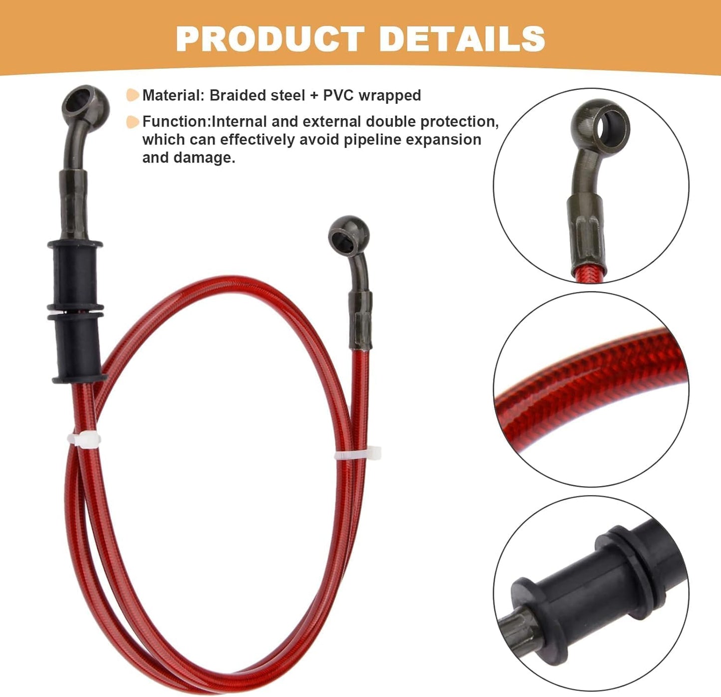 Manguera aceite embrague freno acero trenzado motocicleta 60cm rojo