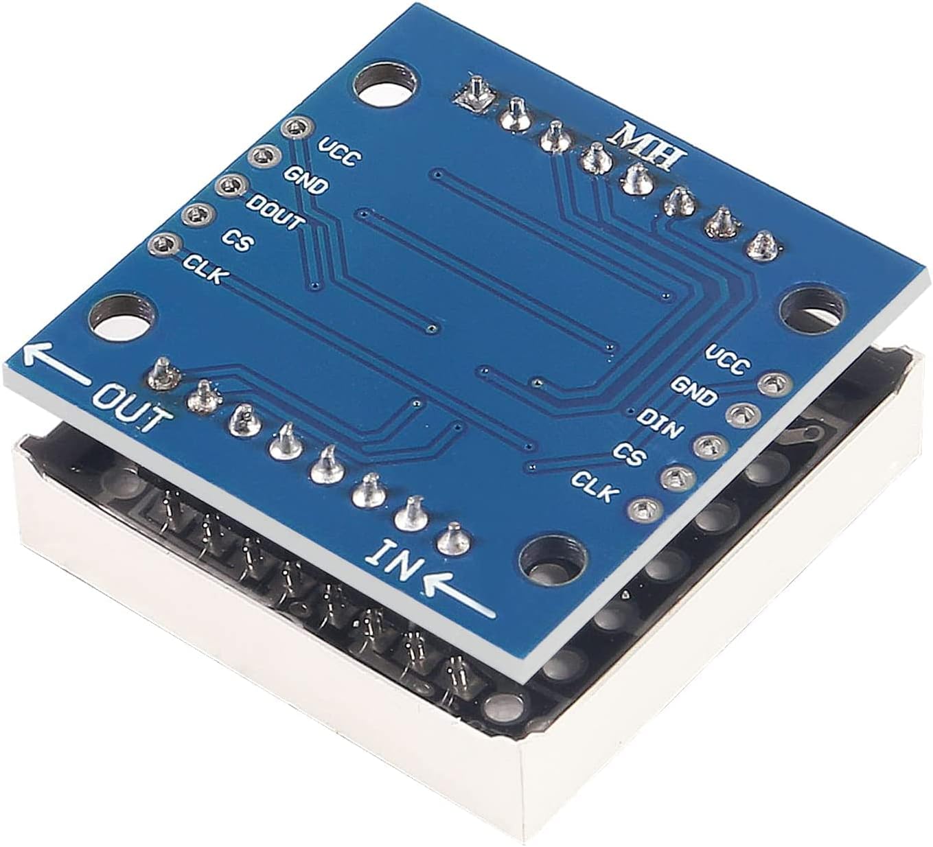 Kit matriz puntos led 5v max7219 8x8 azul