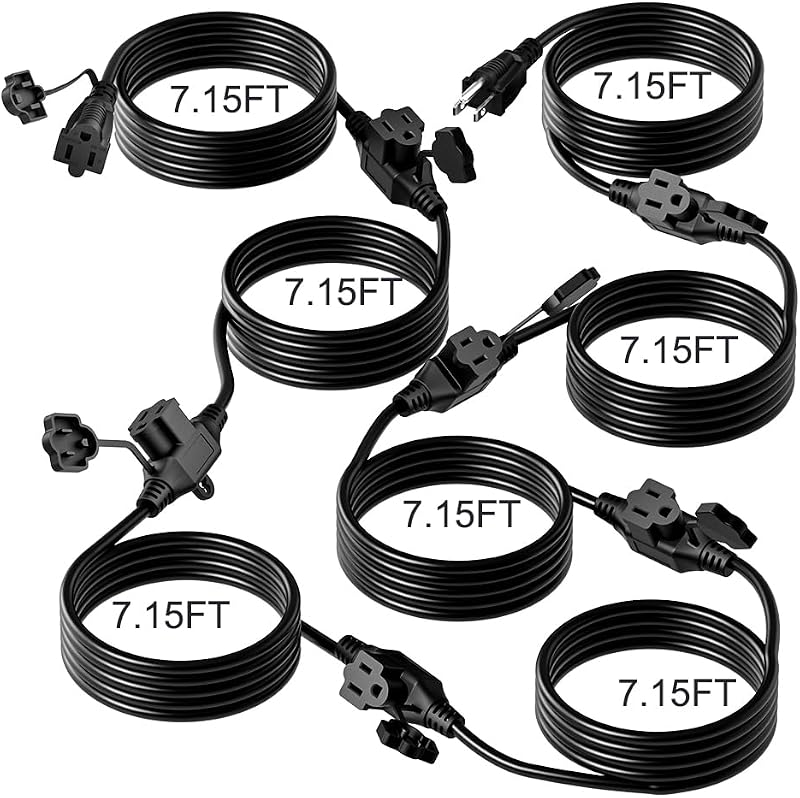 Cable extensión 3 clavijas 50 ft 7 enchufes Nema5-15P/R