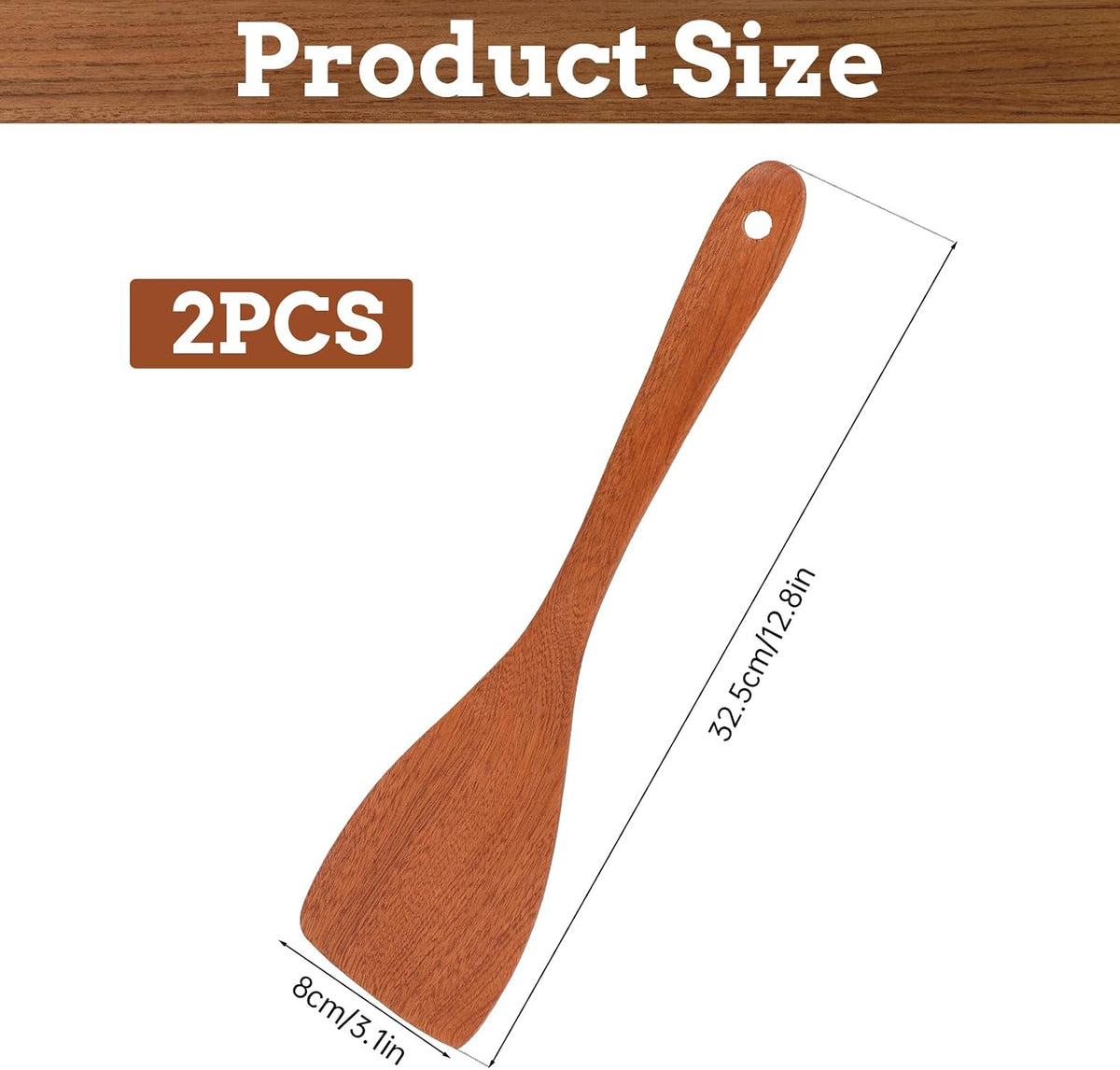 Espátula madera cocina 12.8pulg antiadherente 2uds