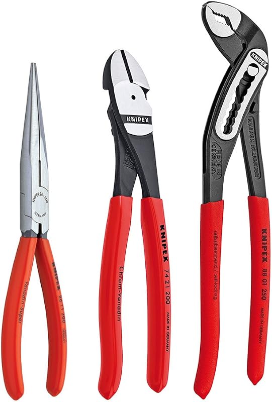 Set 3 Pzas Alicates Nariz Larga Diagonal Cocodrilo Rojo