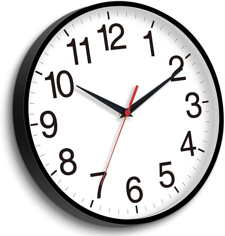 Reloj pared 16pulg analógico silencioso sin tictac negro