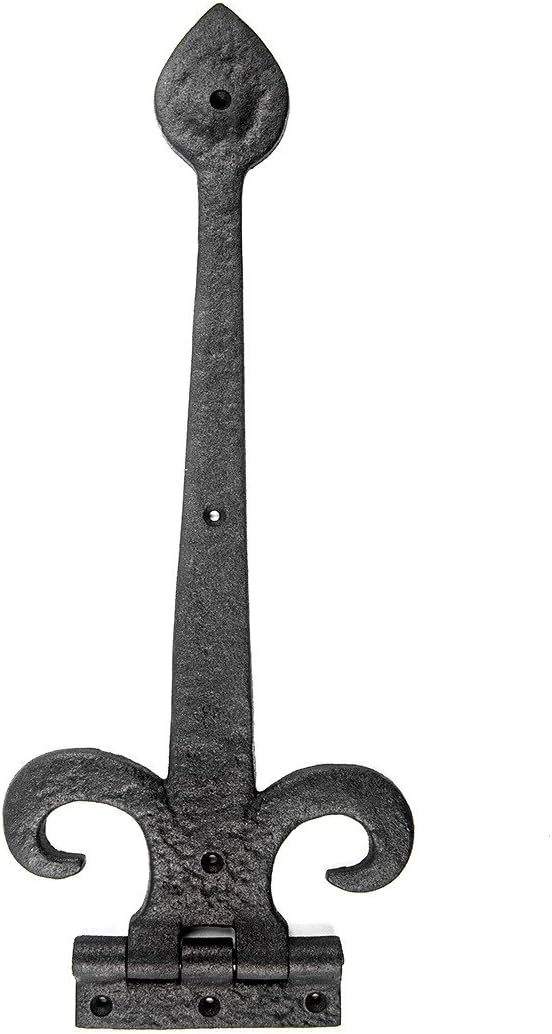 Bisagras puerta hierro forjado negro 15.5pulg Fleur De Lis