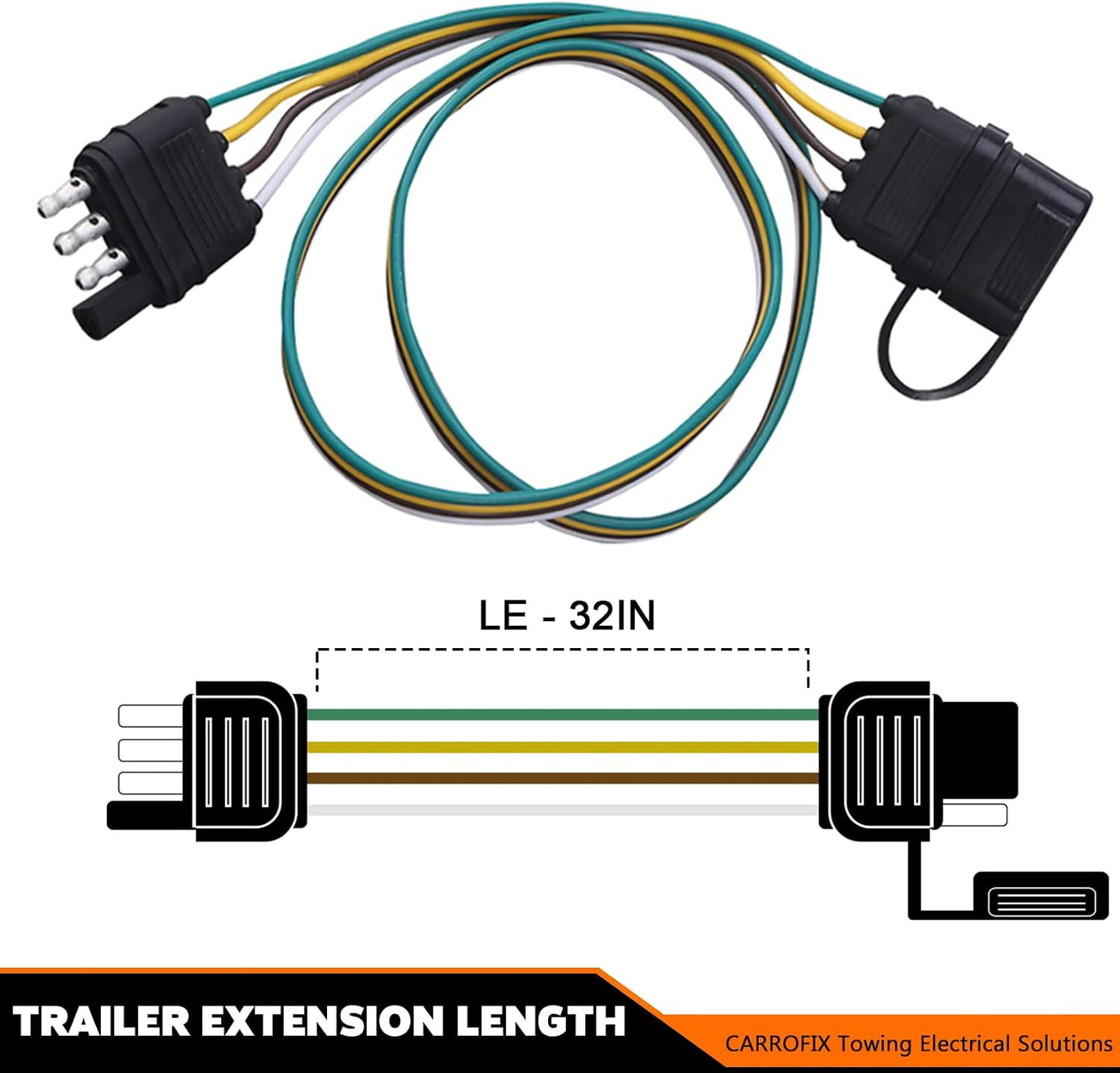 Arnés extensión enchufe tráiler 4 cables