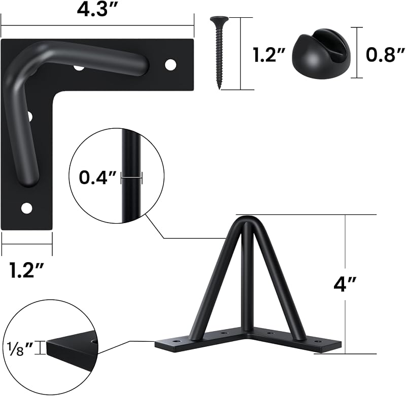 Patas mesa horquilla 4" metal negro 880lb
