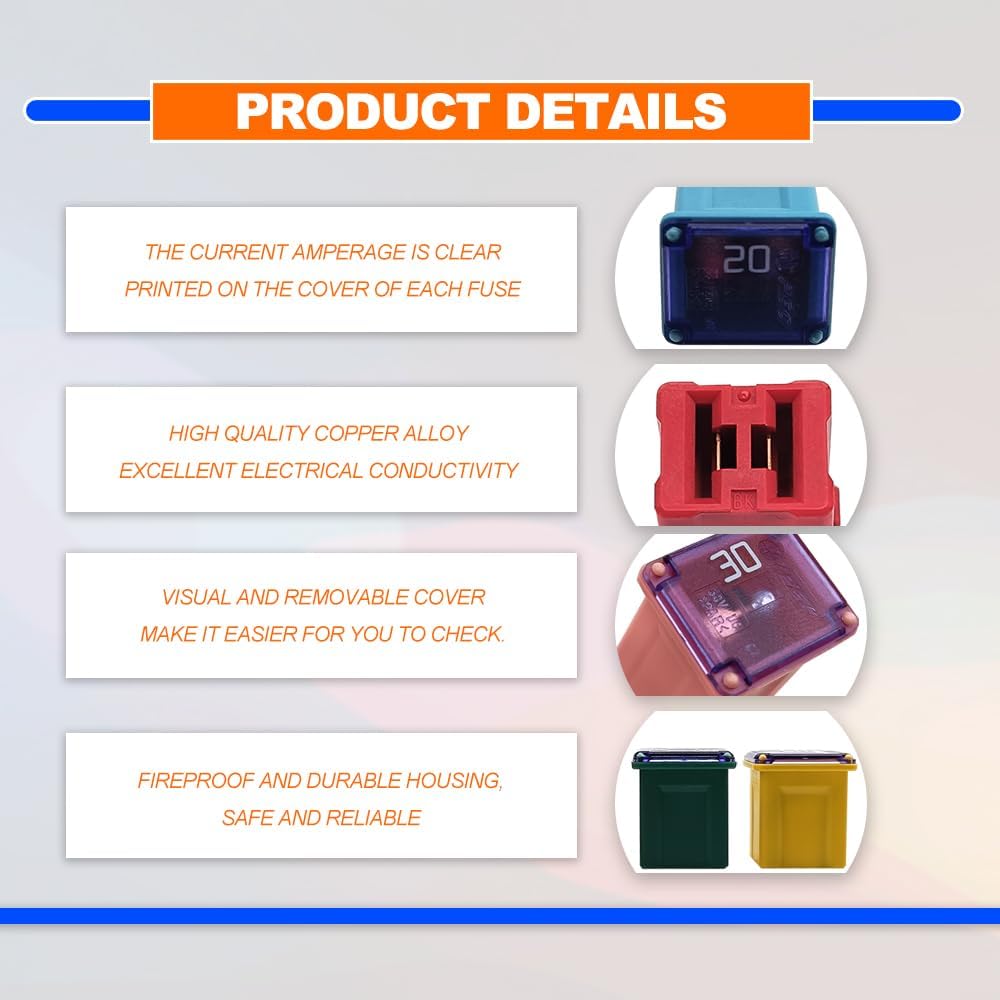 Kit fusibles cuadrados perfil bajo 20-60A para auto SUV RV
