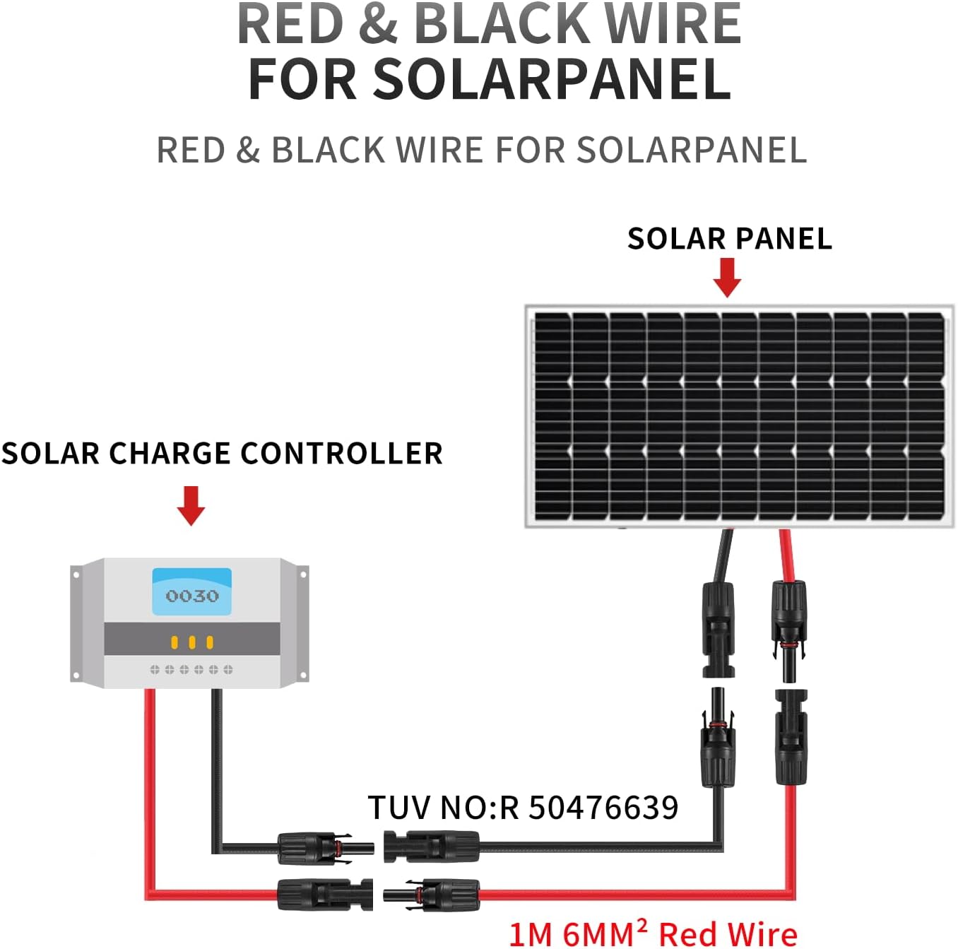 Cable extensión solar 3ft 10AWG con conectores resistente