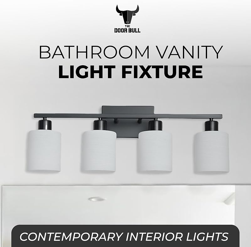 Lámpara tocador baño con pantalla vidrio esmerilado negro