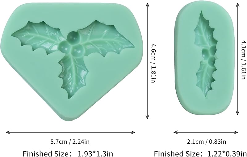 Juego moldes fondant navidad con renos y hojas acebo