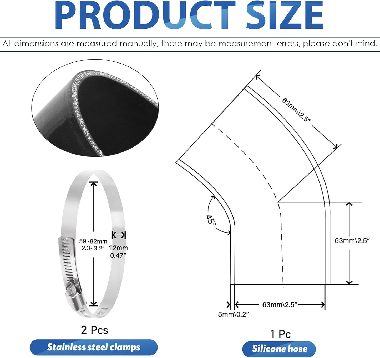 Manguera silicona reforzada 4 capas 4pulg abrazadera acero inox